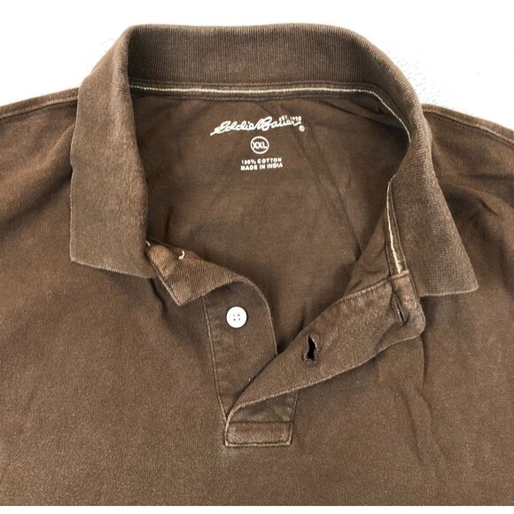 Eddie Bauer Mens Polo Shirt Size XXL Short Sleeve Casual Pullover Brown Classic - Picture 4 of 11